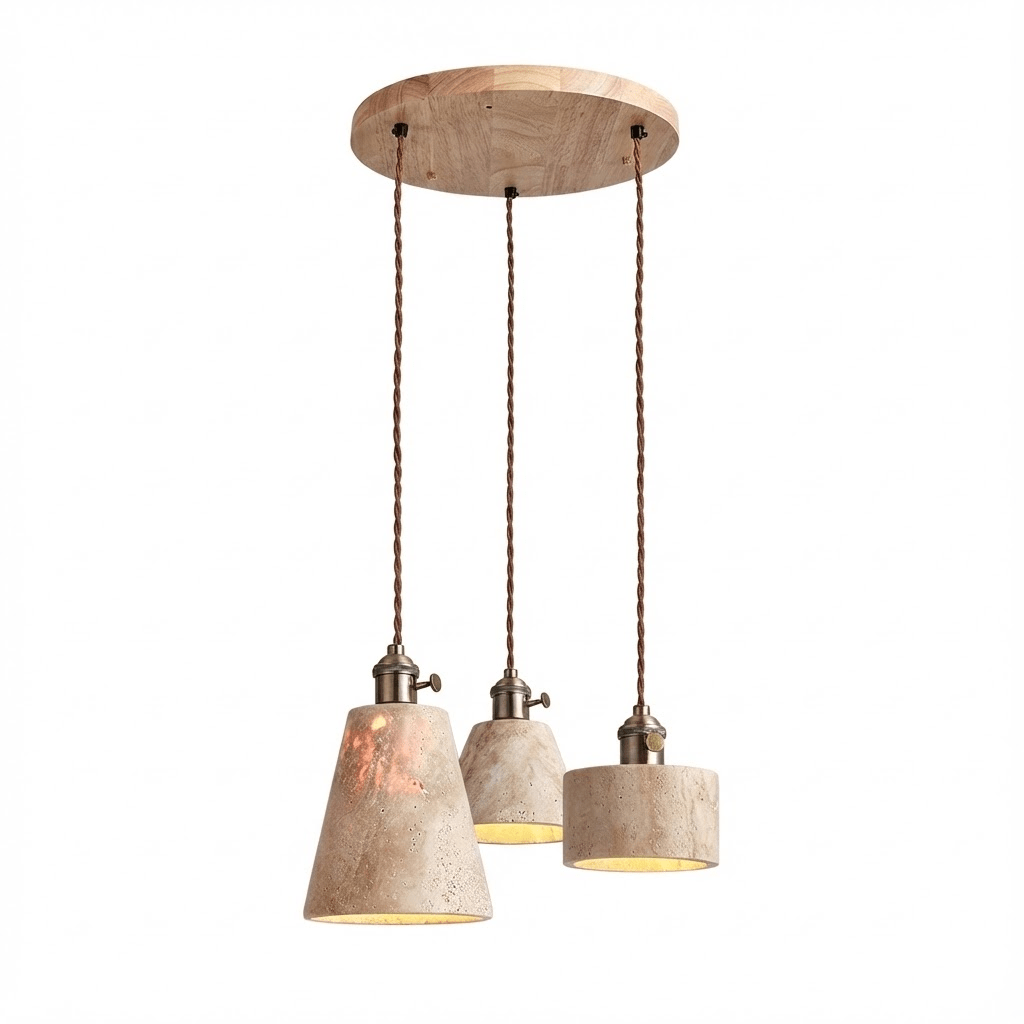 Zestaw lamp wiszących Ralw minimalistyczny ze żłotym Travertynem