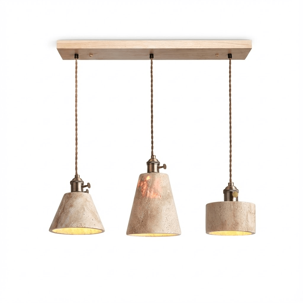 Zestaw lamp wiszących Ralw minimalistyczny ze żłotym Travertynem