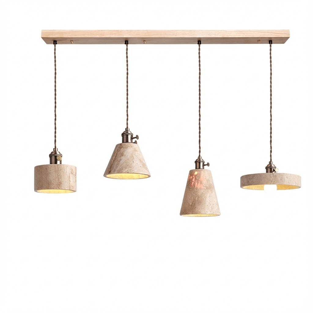 Zestaw lamp wiszących Ralw minimalistyczny ze żłotym Travertynem