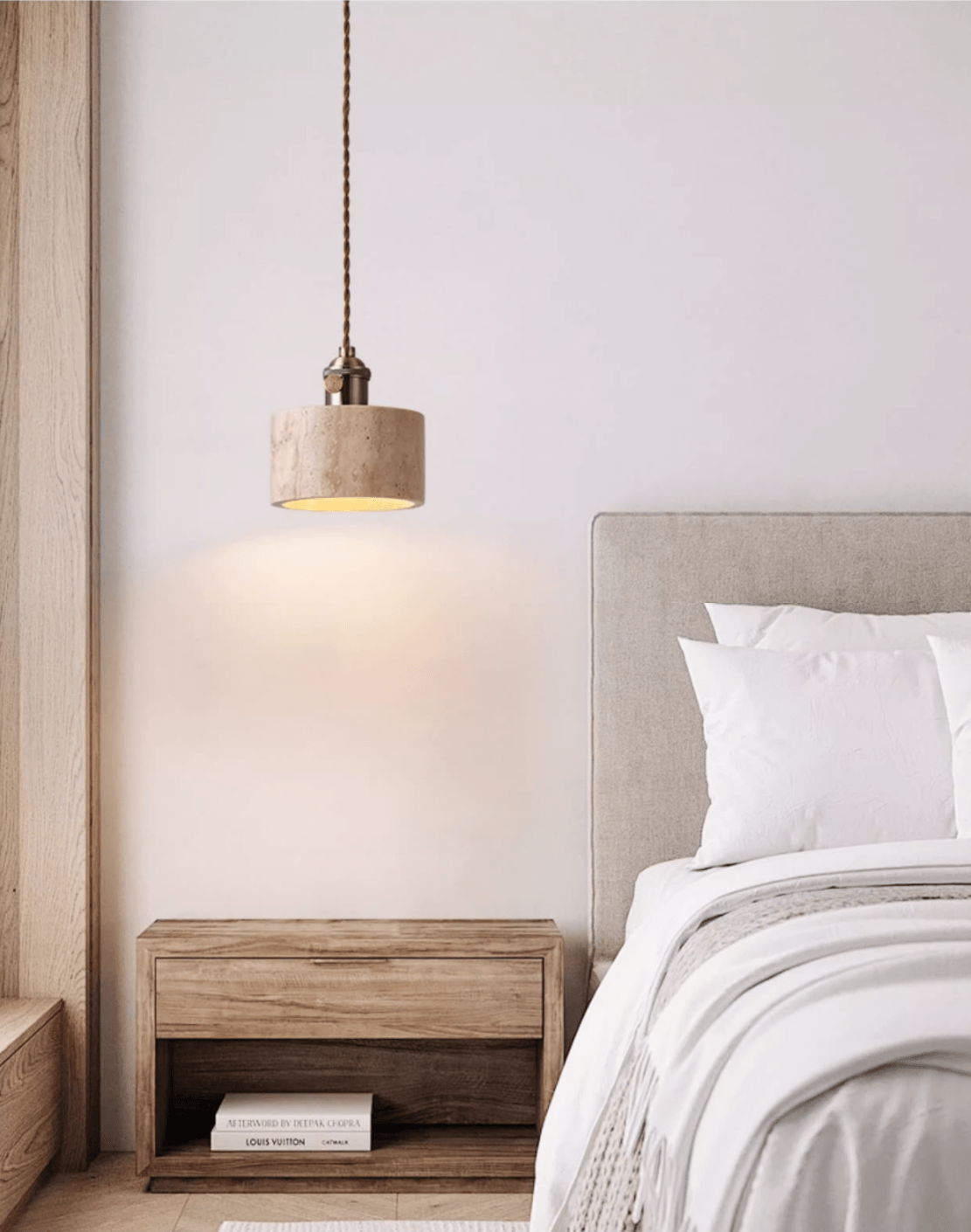 Zestaw lamp wiszących Ralw minimalistyczny ze żłotym Travertynem