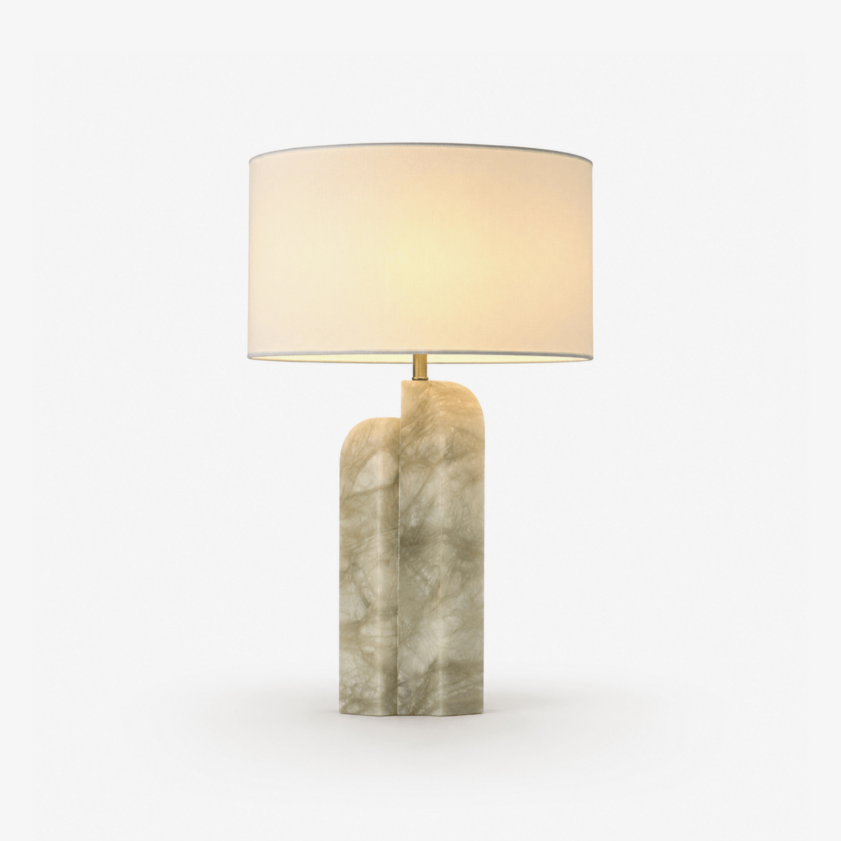 Lampa stołowa Veralise ze szkła naturalnie zielonego alabastrowego i płótna