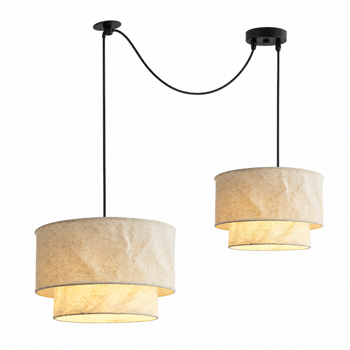 Merrinford Lampa wisząca z lnianym kloszem bębnowym