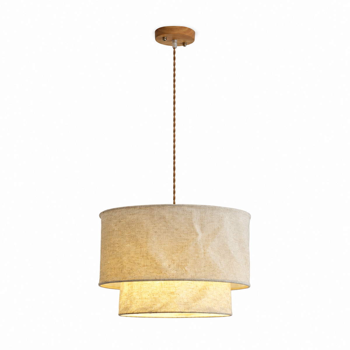 Merrinford Lampa wisząca z lnianym kloszem bębnowym