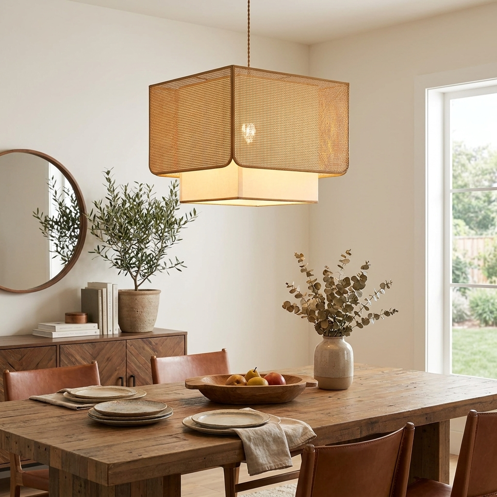 Yarrowford Lampa wisząca z plecionego rattanu