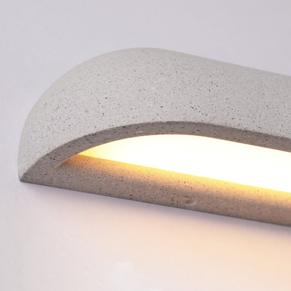 Ray nowoczesny minimalistyczny półeliptyczny metal/kamień zewnętrzny kinkiet, czarny/biały