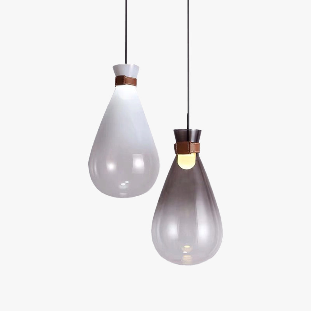 Valentina minimalistyczna lampa wisząca ze szkła w kształcie kropli, Smoke Gray/Biały