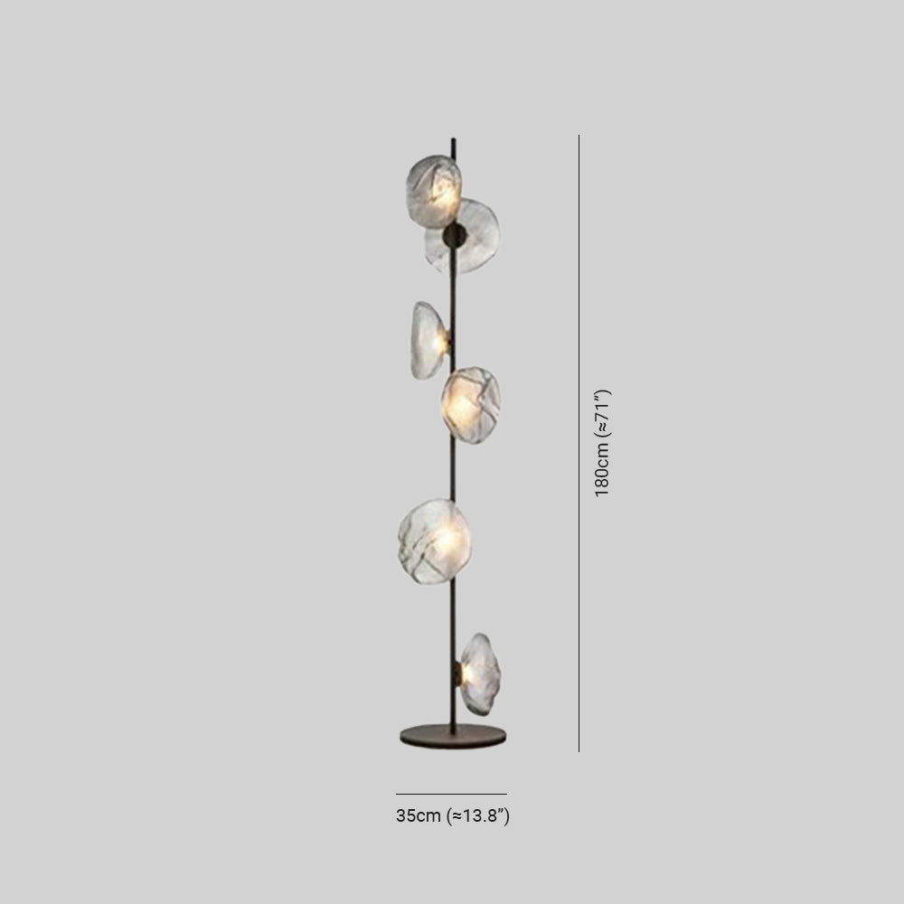 Byers lampa stojąca ze szkła i metalu w kształcie kwiatu, czarna/złota/szara