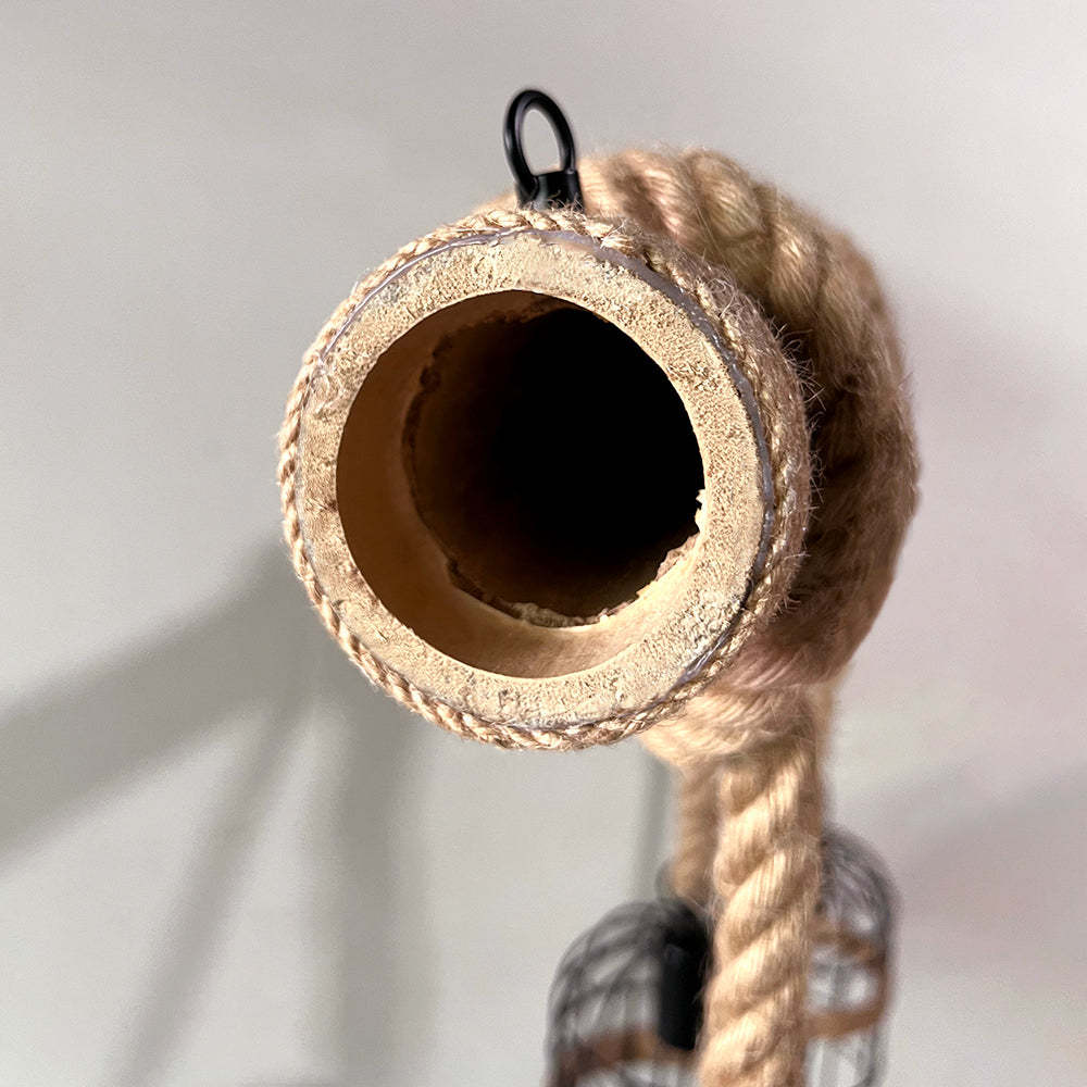 Silva Vintage 3 punkty świetlne drewniana lampa wisząca ze sznurem