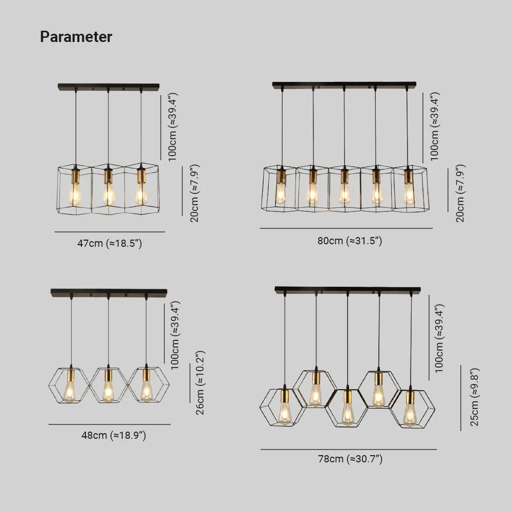 Arisha rustykalna lampa wisząca geometryczna 3/5 w kolorze czarnym