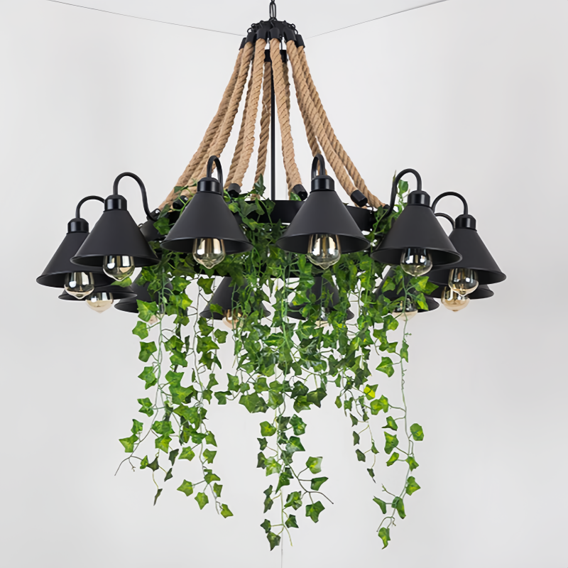 Vireo Retro żyrandol LED czarny metal restauracja/bar/salon