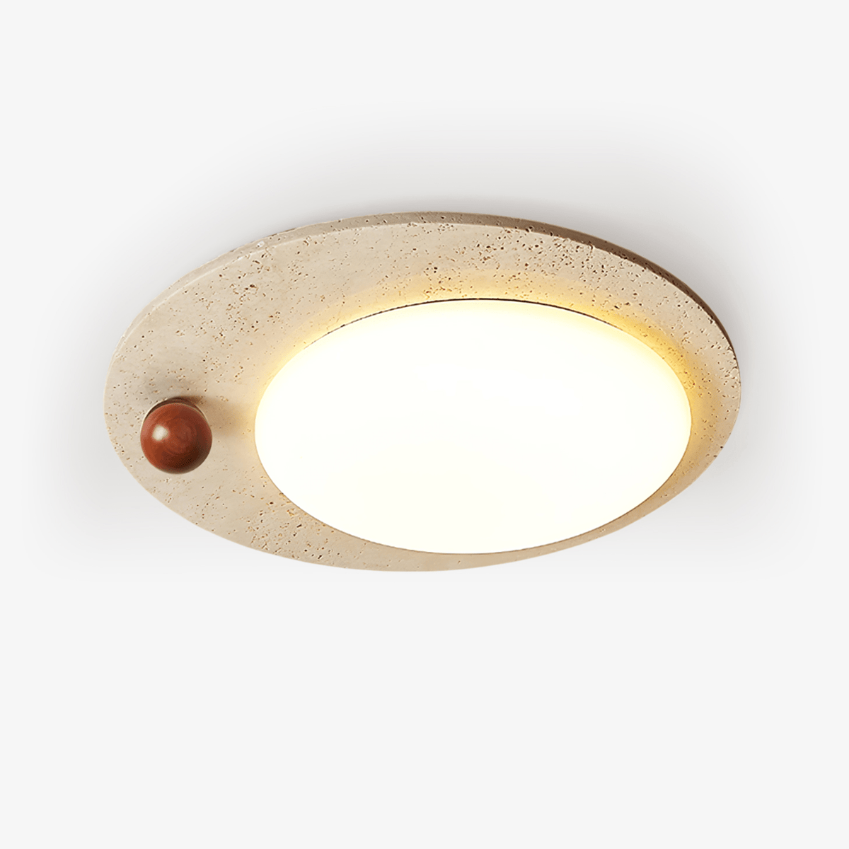 Aeolian okrągła lampa sufitowa z żółtym travertynem