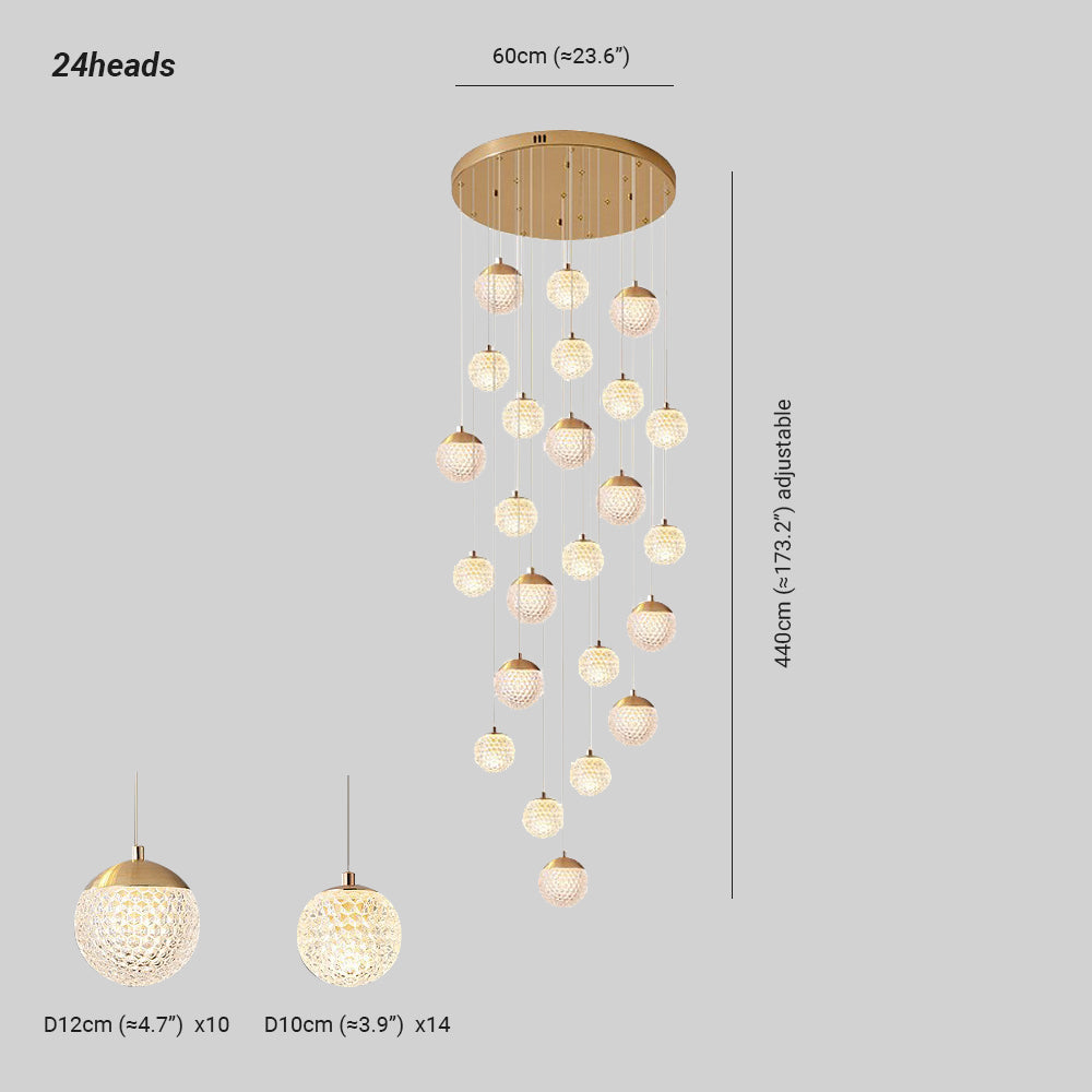 Arisha wielostopniowa nowoczesna lampa wisząca w stylu Art Deco Jibril, złoto