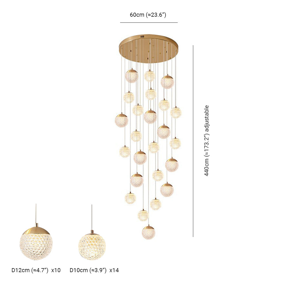 Arisha wielostopniowa nowoczesna lampa wisząca w stylu Art Deco Jibril, złoto