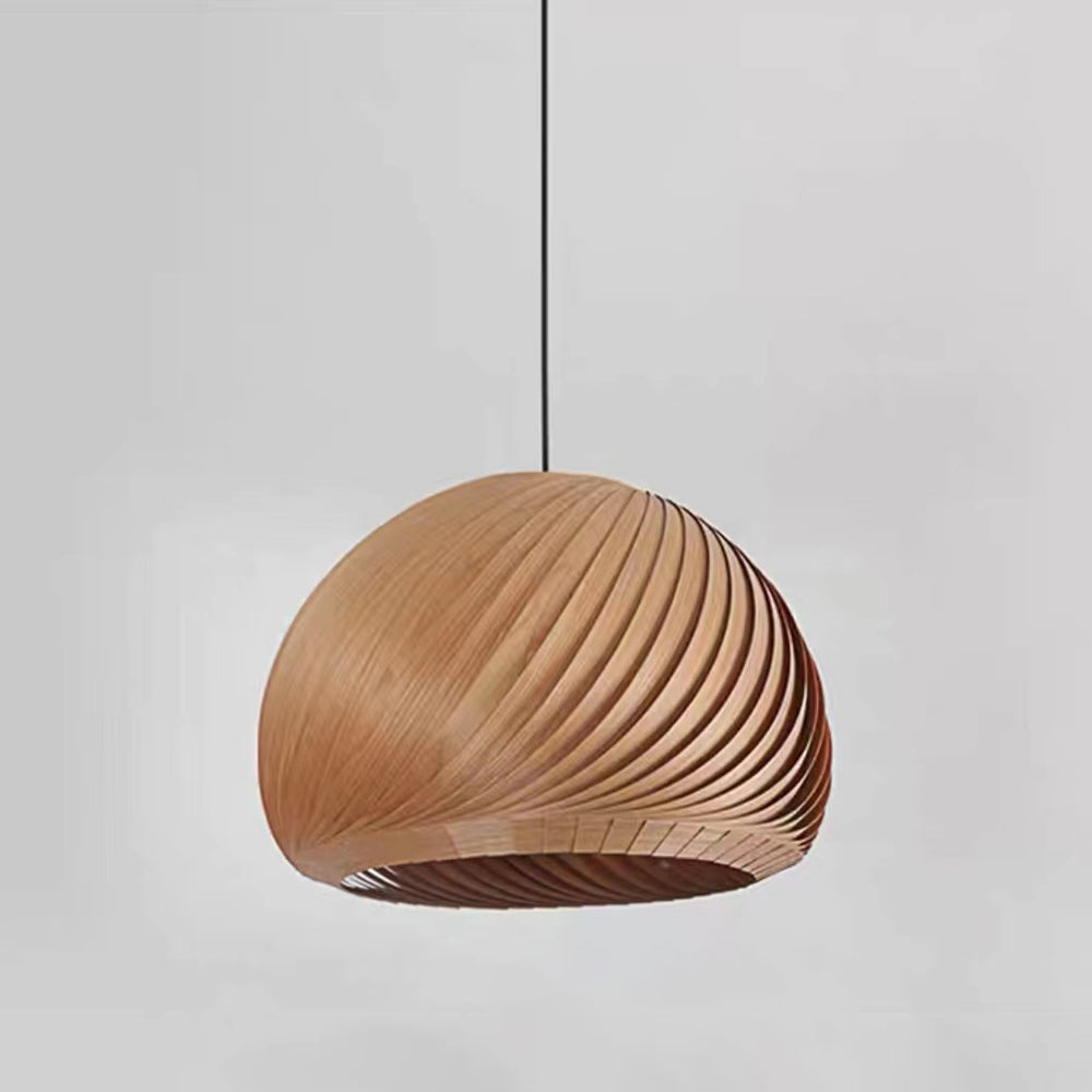 Muto rustykalna lampa wisząca ze szkła i drewna