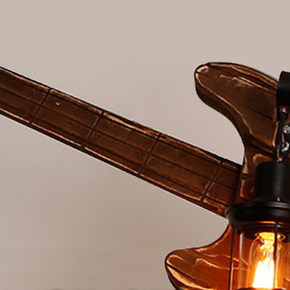Epoch rustykalna lampa wisząca w kształcie gitary ze szkła i drewna, orzech
