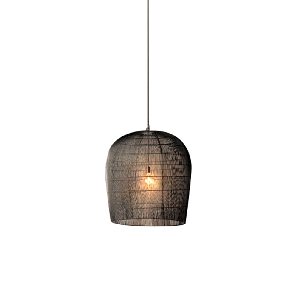 Ritta Wabi Sabi klatka ptasia lampa wisząca rattan/metal, czarny/biały