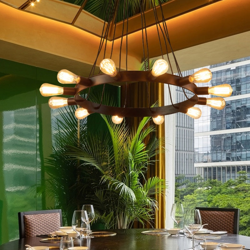 Silva Vintage LED żyrandol brązowy metalowy salon/kawiarnia