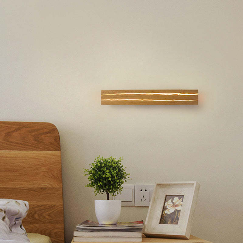 Muto obrotowa lampa ścienna LED z drewnianą deską w efekcie pęknięcia