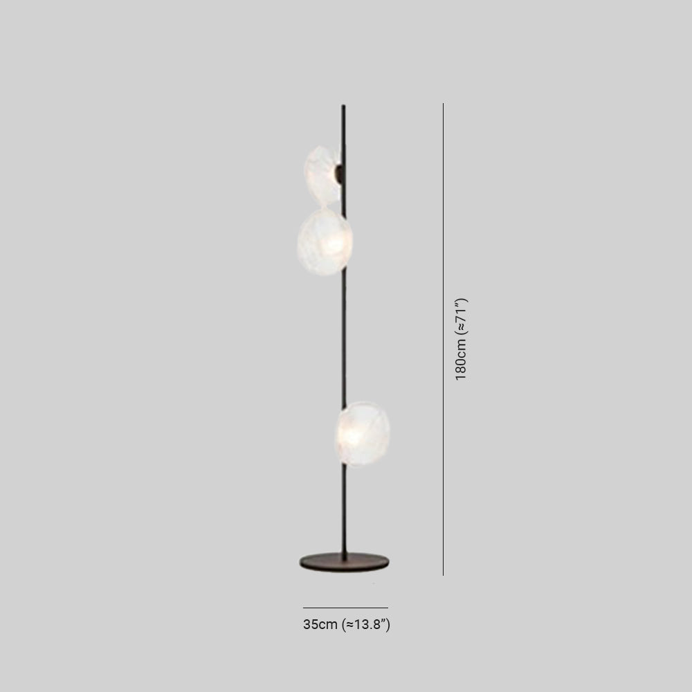 Byers lampa stojąca ze szkła i metalu w kształcie kwiatu, czarna/złota/szara