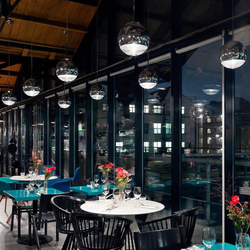 Valentina Industrial Round Metal lampa wisząca ze szkła do salonu