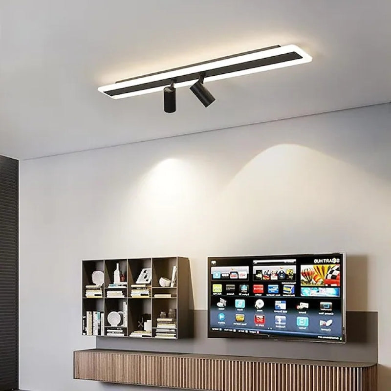 Aim minimalistyczna lampa sufitowa z dwoma liniami reflektorów, czarna