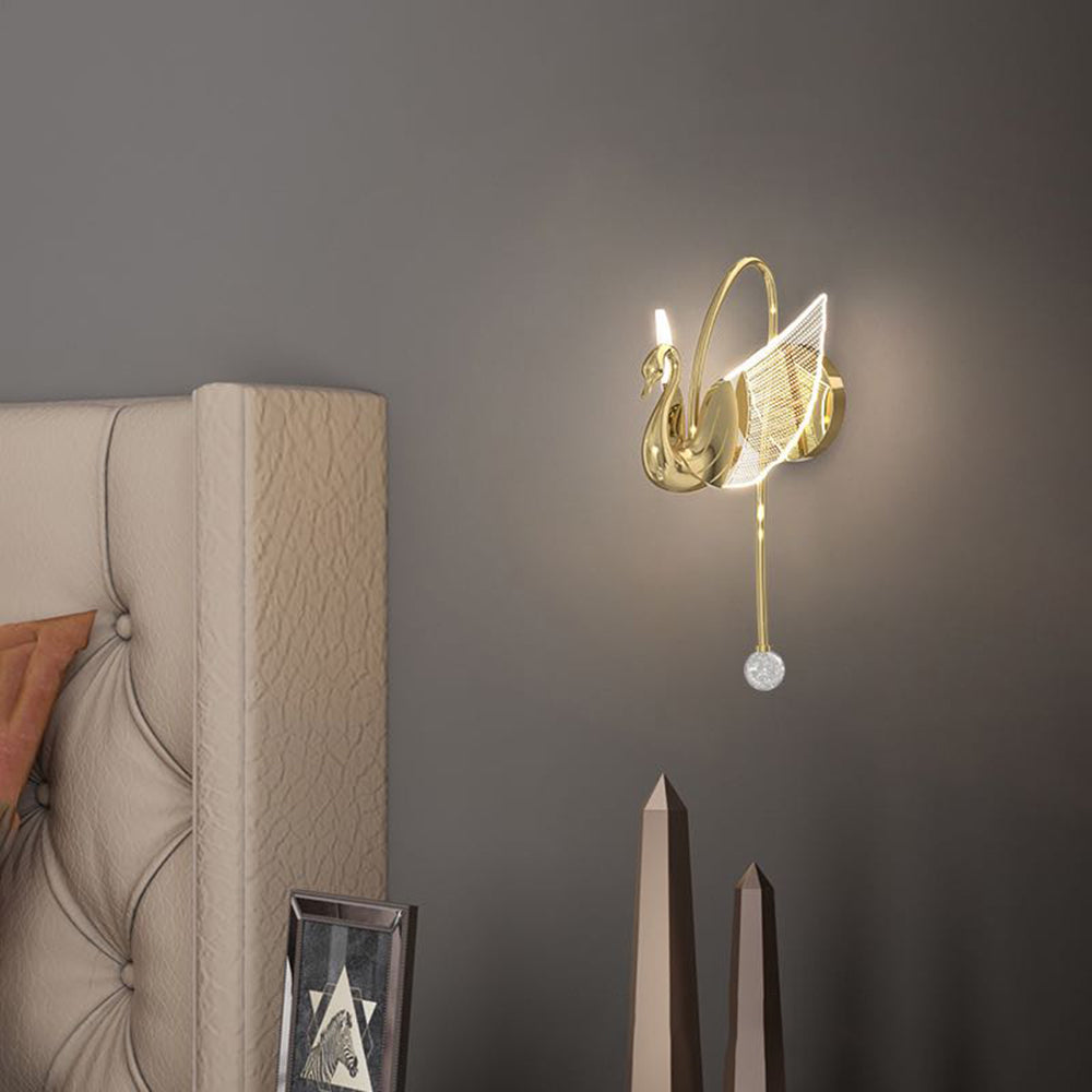 Kady Art Deco Swan lampa ścienna / Metal, złoto/różowe złoto