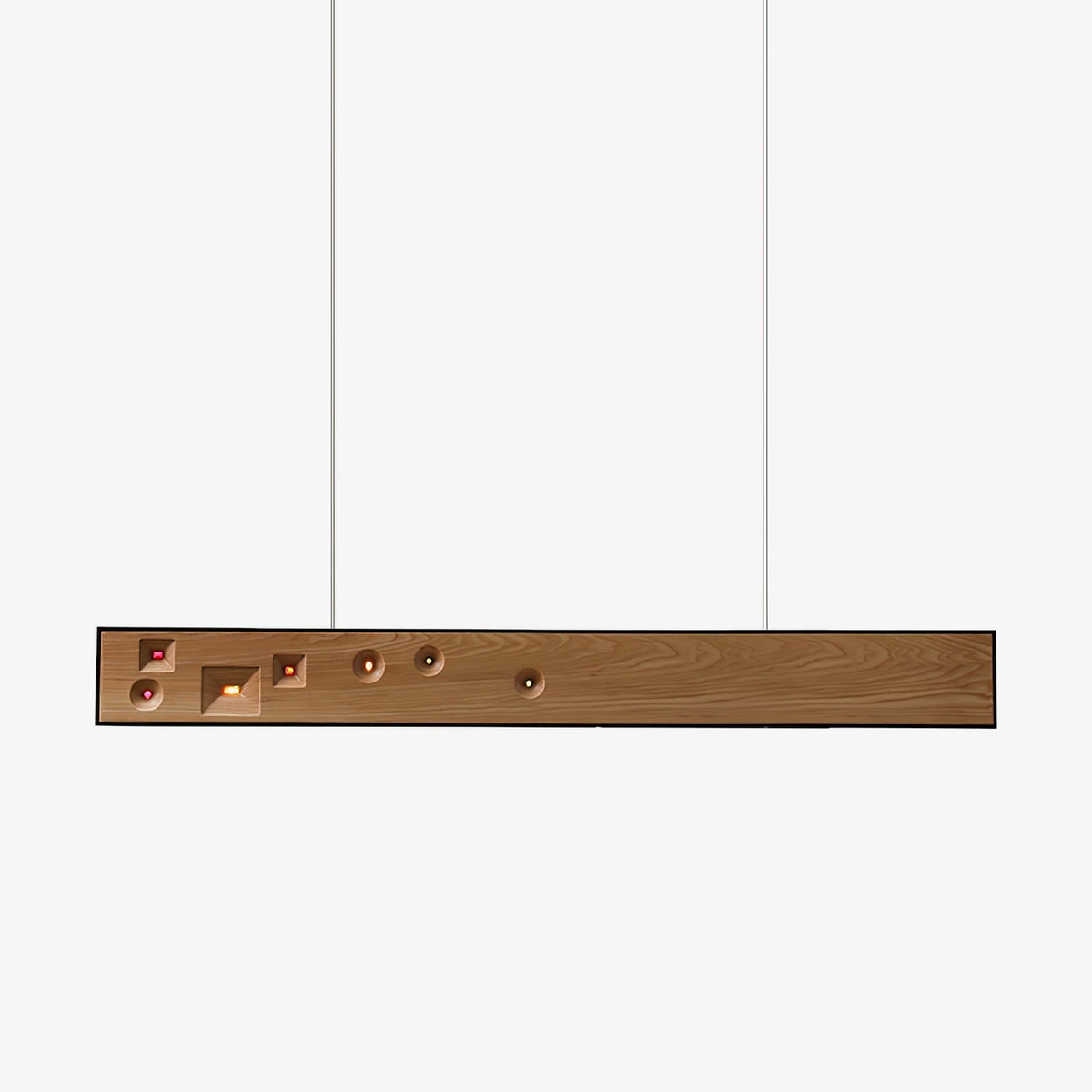 Elvorora lampa wisząca drewno kamień szlachetny liniowy LED
