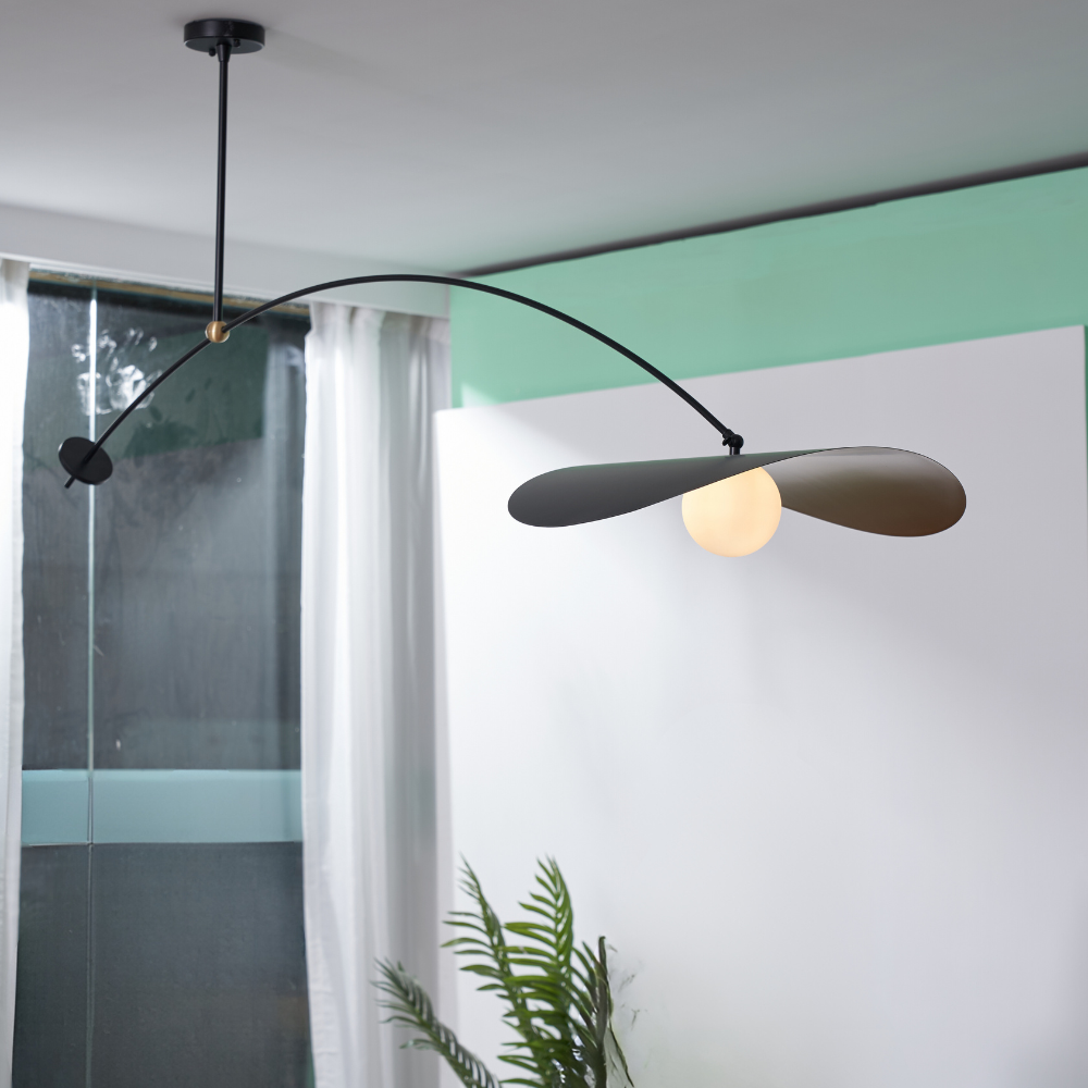 Arisha minimalistyczna lampa wisząca w kształcie liścia lotosu z metalu, czarna/złota