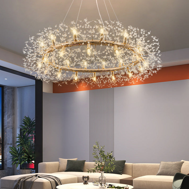 Arisha nowoczesna lampa wisząca LED ze szkła złotego kryształu do sypialni/salonu