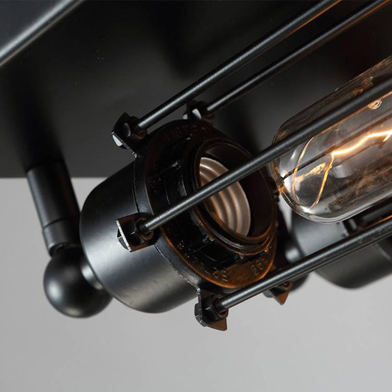 Austin Vintage lampa sufitowa montowana bezpośrednio Austin Vintage w metalowej oprawie tubularnej, czarna, do salonu