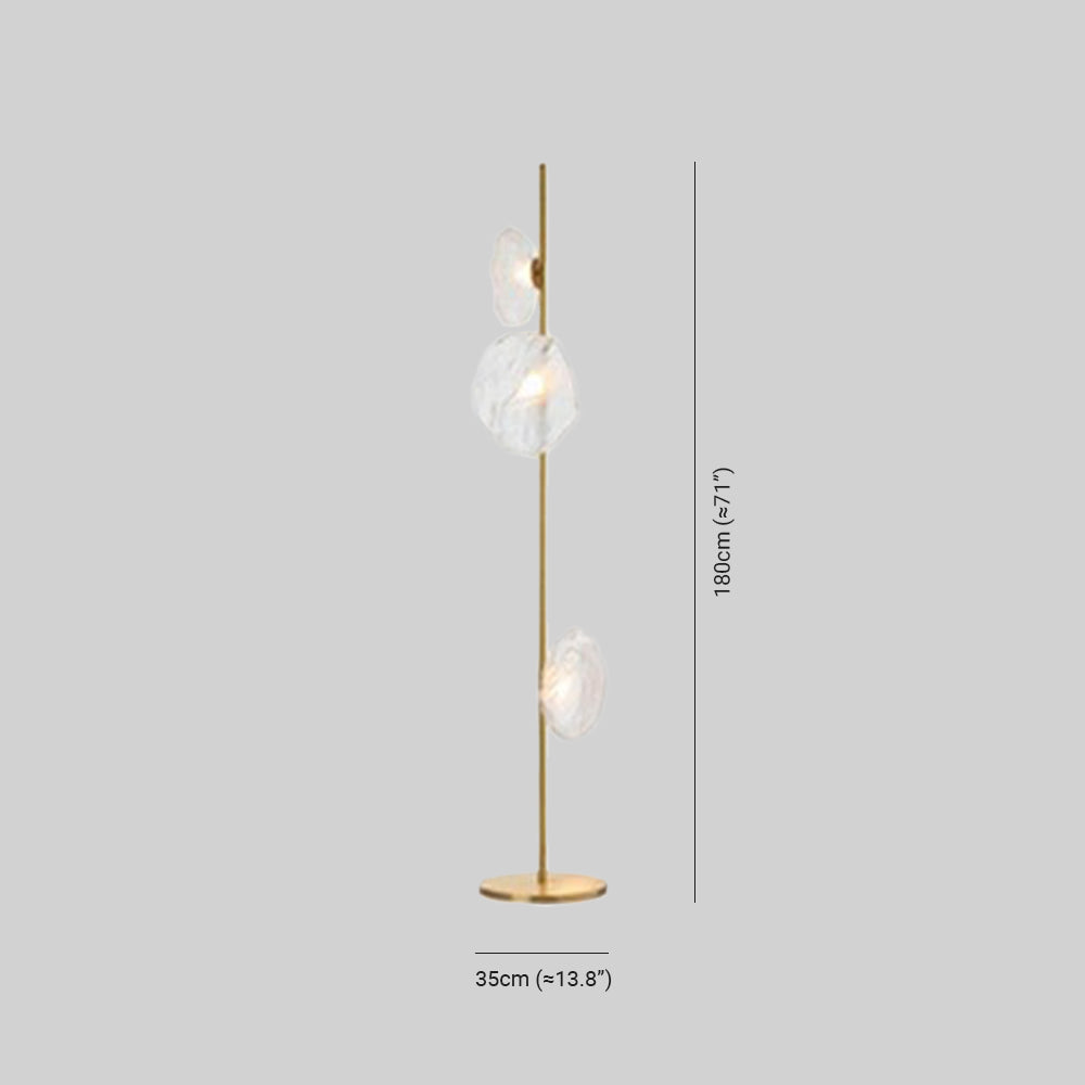 Byers lampa stojąca ze szkła i metalu w kształcie kwiatu, czarna/złota/szara