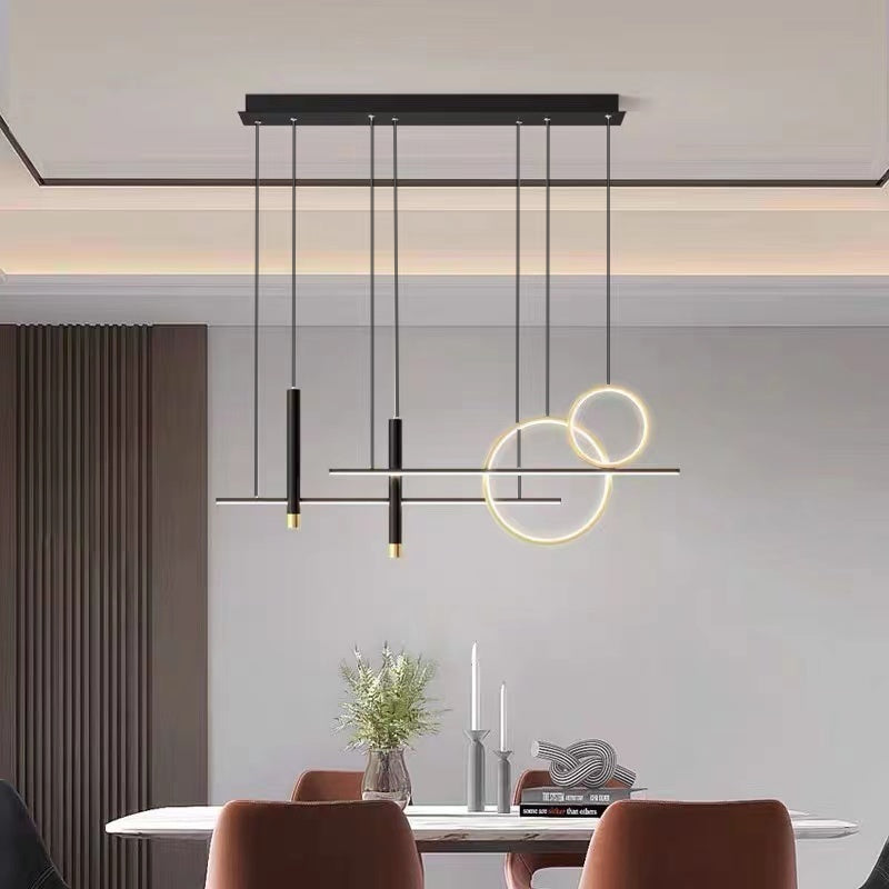 Arisha nowoczesna lampa wisząca LED, podwójne koło, złoto/czarny