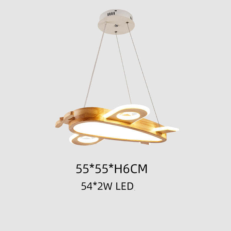 Arisha nowoczesna lampa wisząca w stylu DIY dla dzieci o kształcie samolotu z drewna