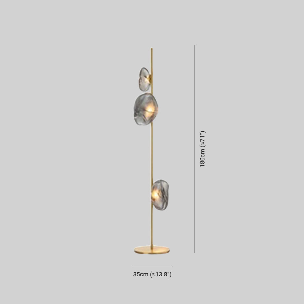 Byers lampa stojąca ze szkła i metalu w kształcie kwiatu, czarna/złota/szara