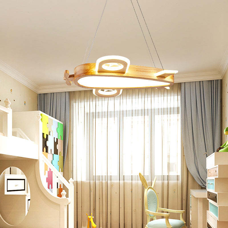 Arisha nowoczesna lampa wisząca w stylu DIY dla dzieci o kształcie samolotu z drewna