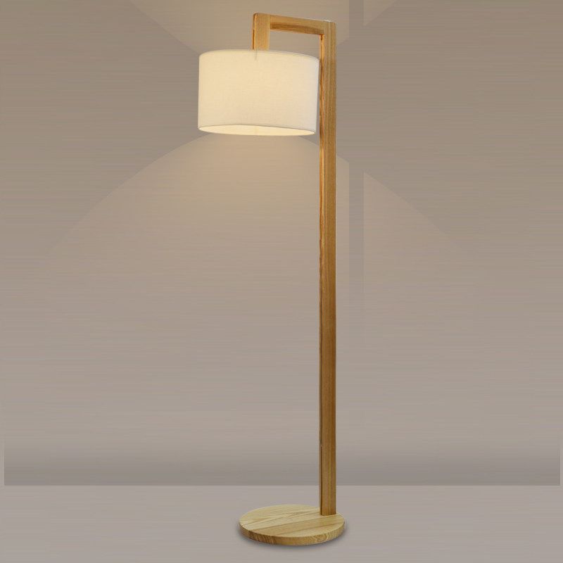 Ozawa lampa stojąca z ramieniem pod kątem prostym, beżowa, drewno/płótno