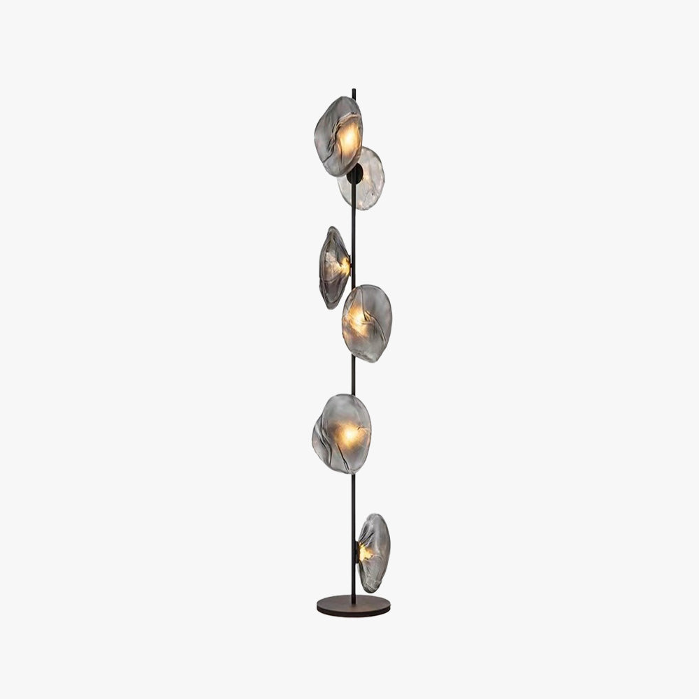 Byers lampa stojąca ze szkła i metalu w kształcie kwiatu, czarna/złota/szara