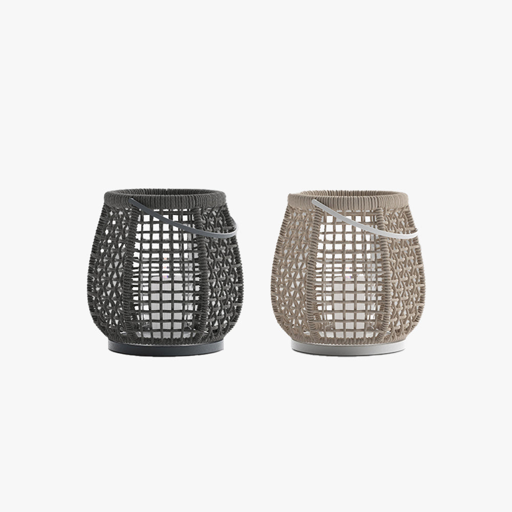 Ray vintage latarnia metalowa zewnętrzna lampa stojąca, metal/płótno, czarny/beżowy