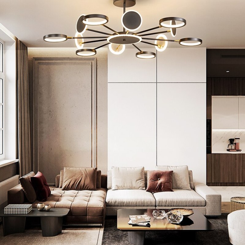 Arisha nowoczesna lampa wisząca z LED, geometryczna, czarna, ściemnialna