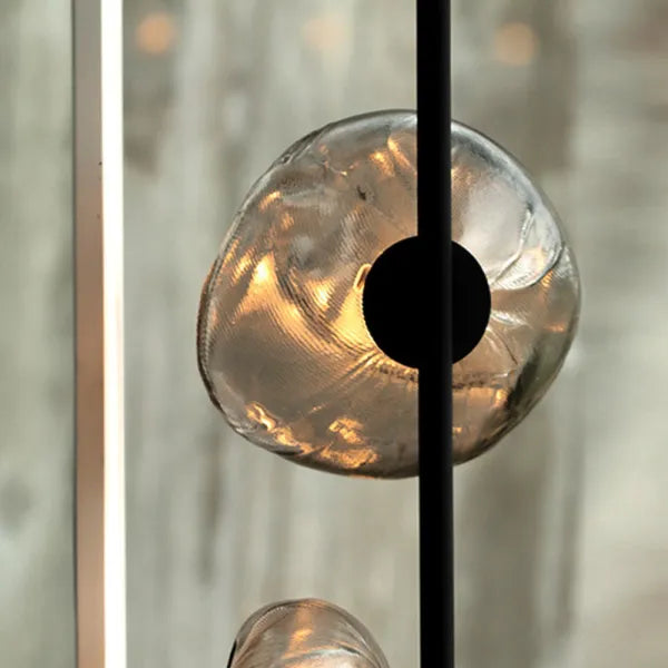 Byers lampa stojąca ze szkła i metalu w kształcie kwiatu, czarna/złota/szara