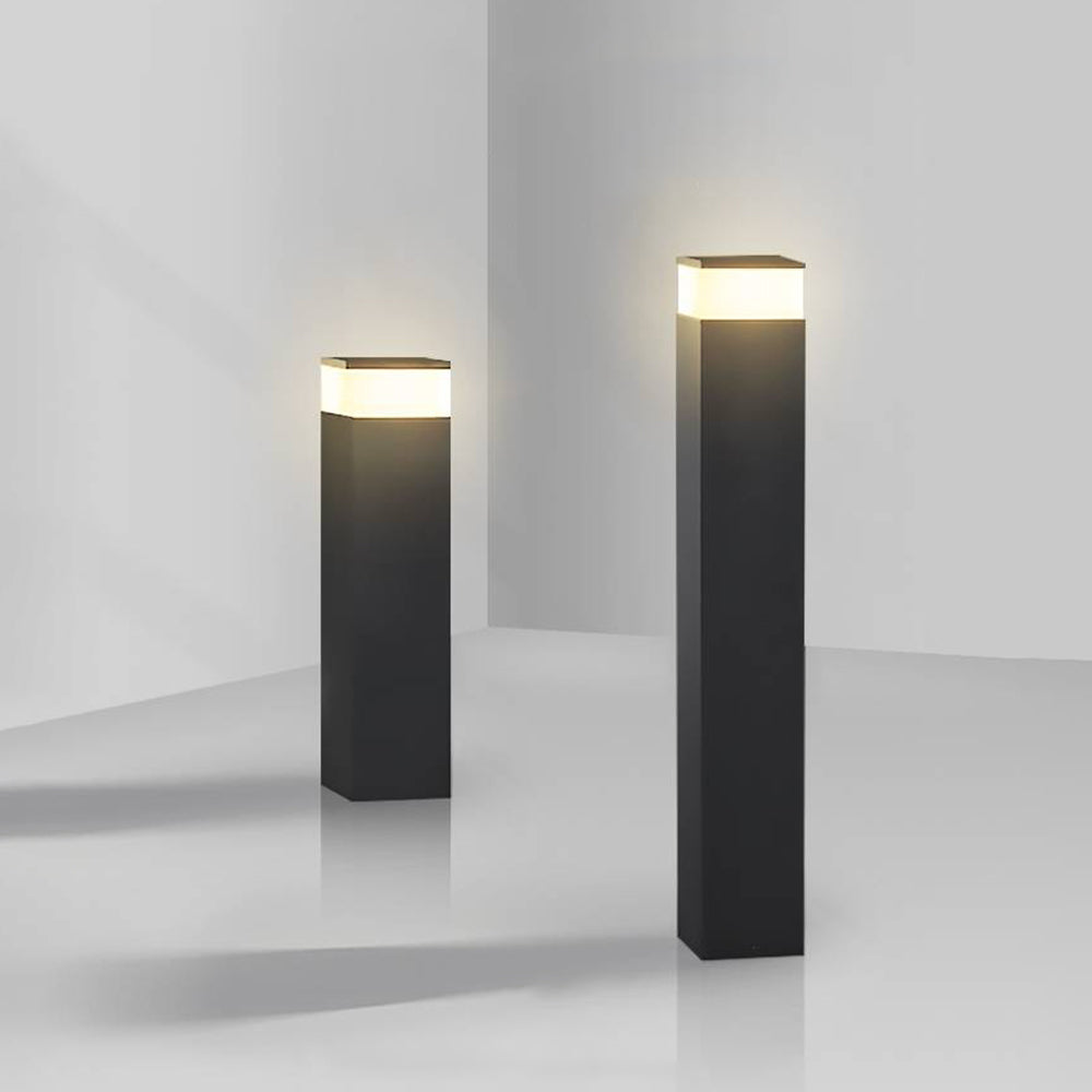 Ray nowoczesna zewnętrzna lampa ścieżkowa z metalu w kształcie prostokąta, czarna