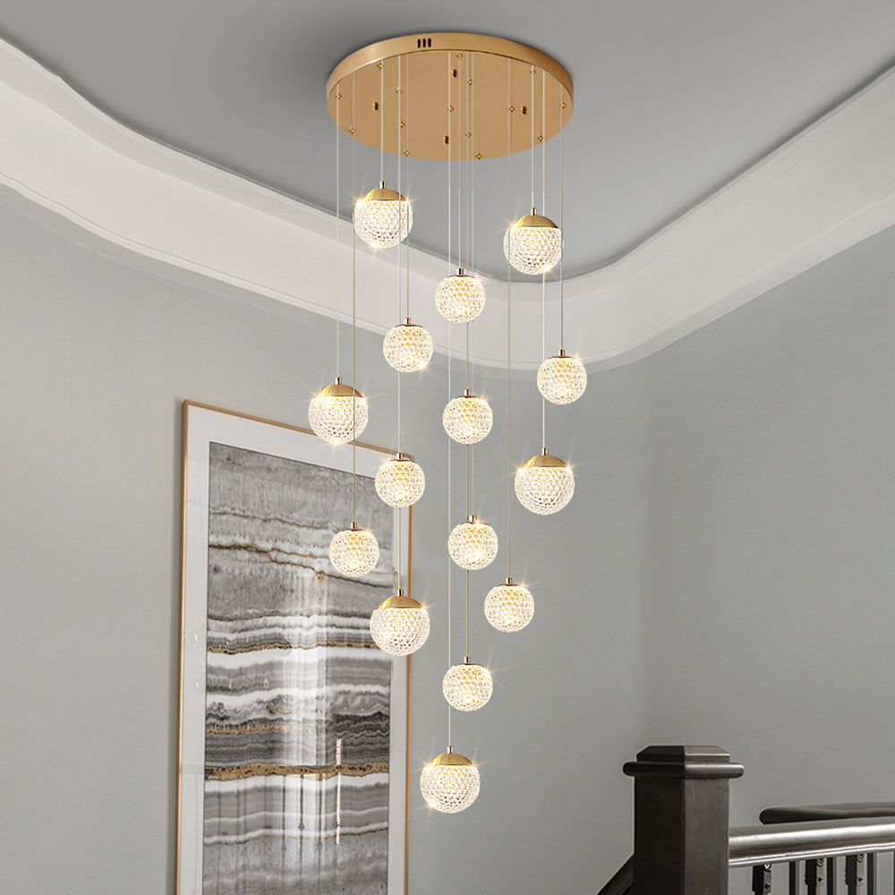 Arisha wielostopniowa nowoczesna lampa wisząca w stylu Art Deco Jibril, złoto