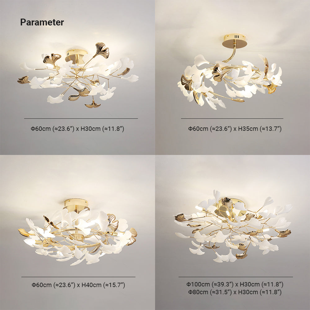 Olivia elegancki liściasty żyrandol ceramiczny/metalowy montowany bezpośrednio