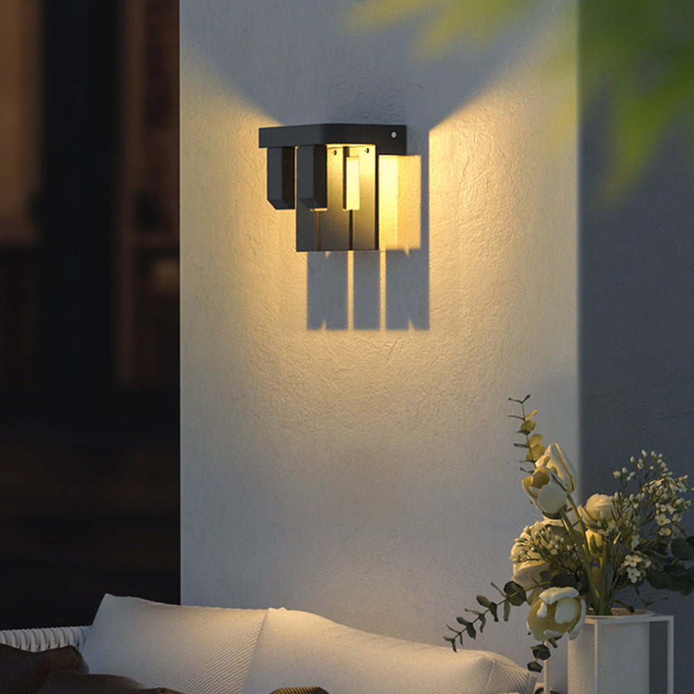 Ray nowoczesna minimalistyczna zewnętrzna lampa ścienna z metalu, czarna