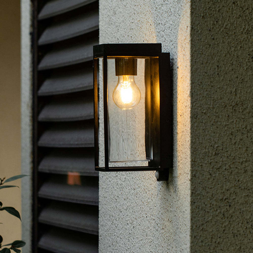 Ray nowoczesna zewnętrzna lampa ścienna prostokątna ze szkła