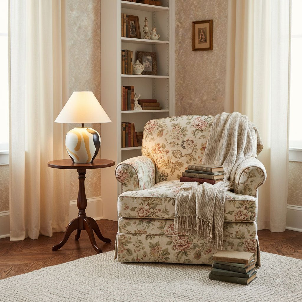 Quellis ceramiczna lampa stołowa ze wzorem abstrakcyjnym
