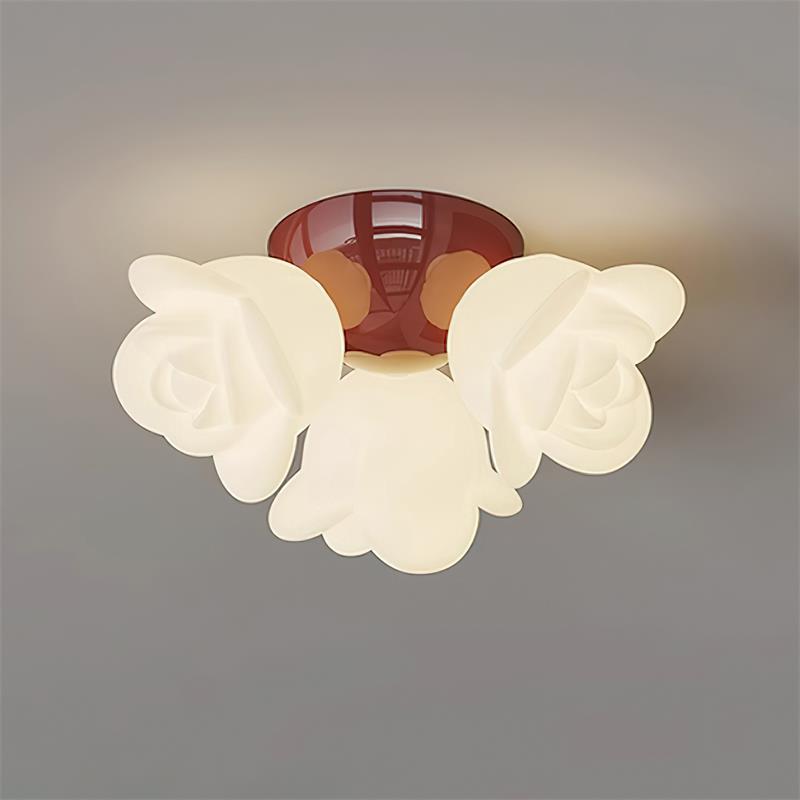 Lampa sufitowa z metalową rozetą i PE w kształcie róży, artystyczny akcent kwiatowy