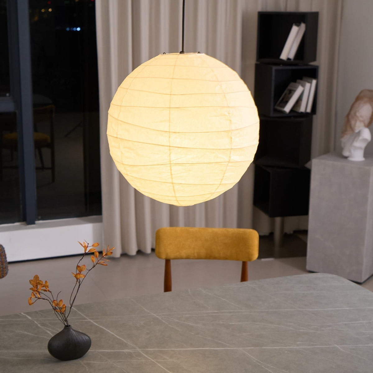 Luna lampa wisząca w kształcie globusa z japońskiego papieru