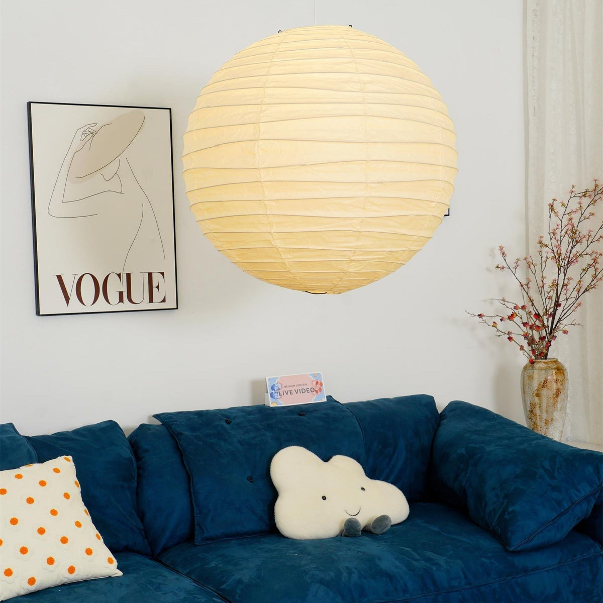 Luna lampa wisząca w kształcie globusa z japońskiego papieru
