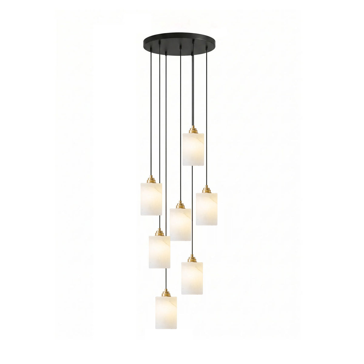 Nivanian żyrandol ze szkła alabastrowego w kształcie cylindra